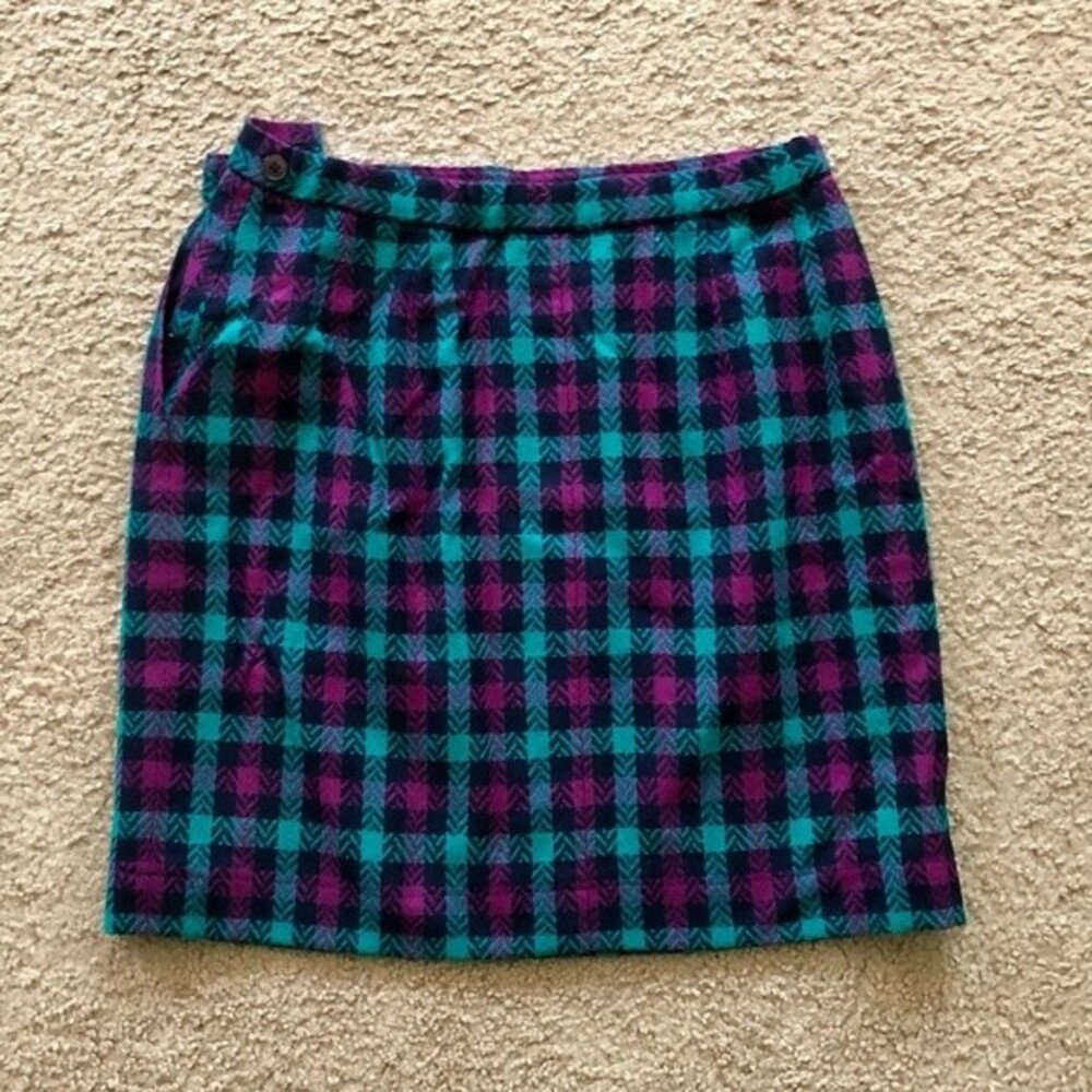 Vintage 80s Pendleton Wool Checked Mini Skirt Siz… - image 2